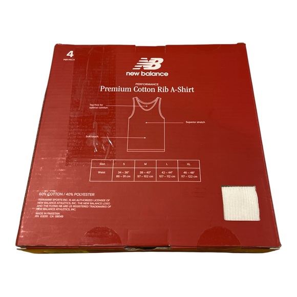 New Balance Cotton Rib A Shirts NIB White 4 pk sz M - Picture 3 of 4